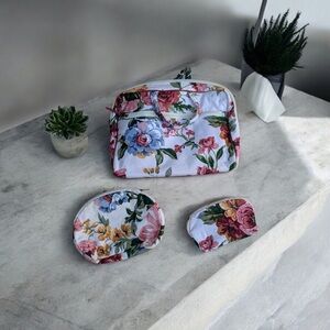 Set of 3 vintage floral makeup bags
